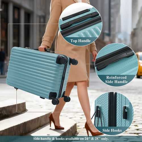 3-Piece Luggage Set, Durable Hardshell ABS Suitcase with Spinner