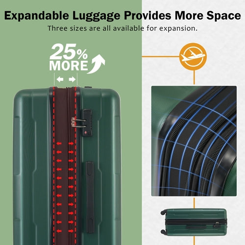 2 Piece Luggage Set with Bags Expanable Spinner Wheels ABS Lightweight