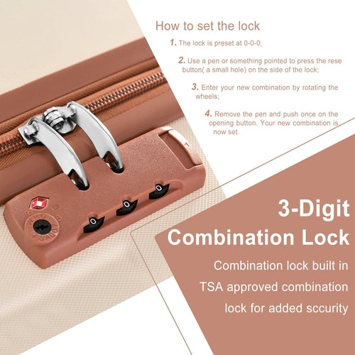 20 Inch Carry On Luggage Set 3 Piece with Spinner Wheels, Lightweight