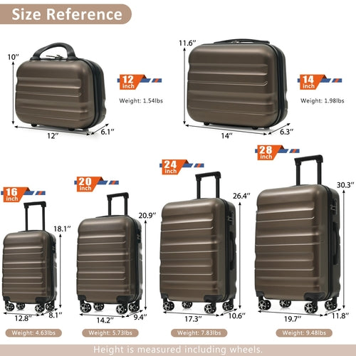 6-Piece ABS Hardshell Luggage Set - Lightweight & Durable Suitcases