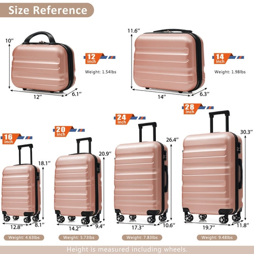 6-Piece ABS Hardshell Luggage Set - Lightweight & Durable Suitcases