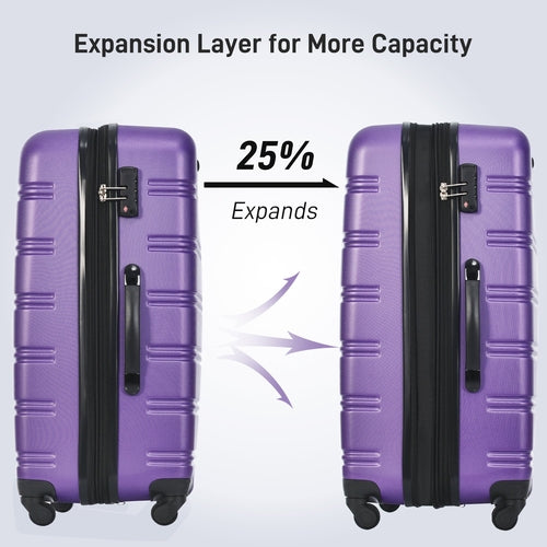 3 Piece Luggage Set Hardside Spinner Suitcase with TSA Lock 20' 24'