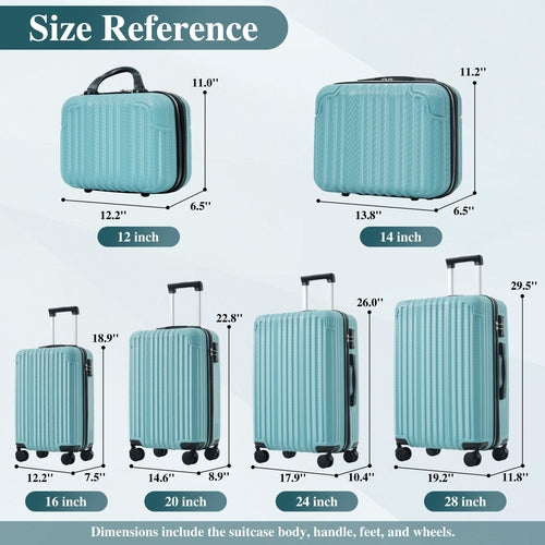 3-Piece Luggage Set, Durable Hardshell ABS Suitcase with Spinner