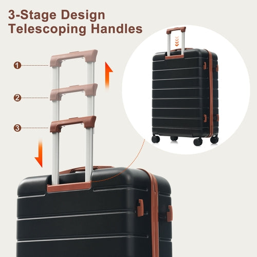 Premium ABS Travel Luggage Set , 3-Piece TSA Lock Suitcase Ensemble