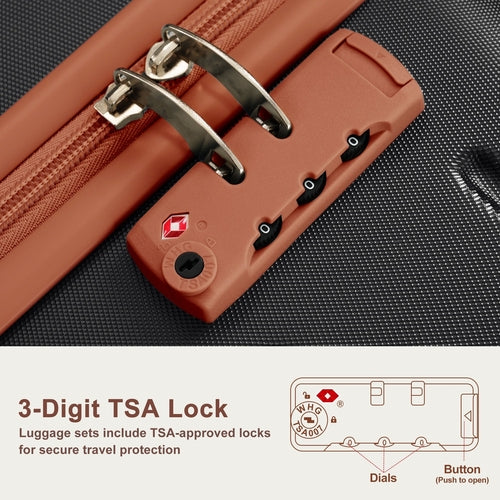 Premium ABS Travel Luggage Set , 3-Piece TSA Lock Suitcase Ensemble