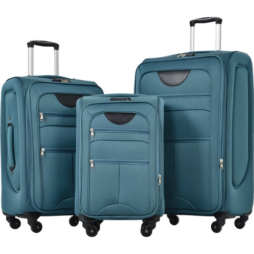 Softside Luggage Expandable 3 Piece Set Suitcase Upright Spinner