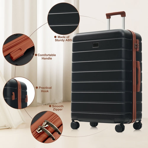 Premium ABS Travel Luggage Set , 3-Piece TSA Lock Suitcase Ensemble