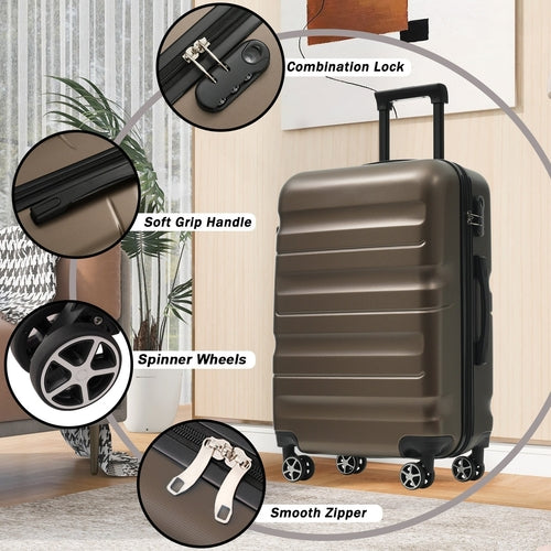 Hardshell ABS Luggage Set - Lightweight & Durable Suitcases with Dual
