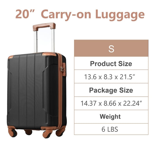 Hardshell Luggage, Lightweight Durable ABS Suitcase with Double