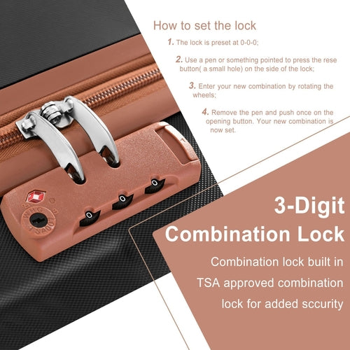 Hardshell Luggage, Lightweight Durable ABS Suitcase with Double