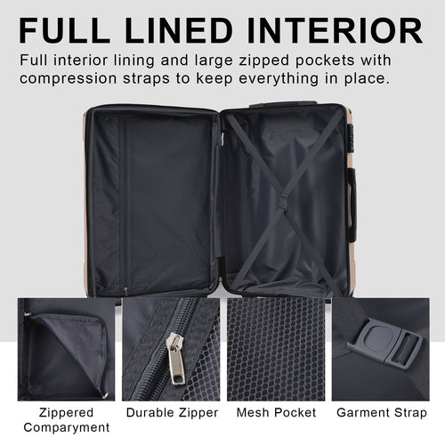 Hardshell Luggage, Lightweight Durable ABS Suitcase with Double