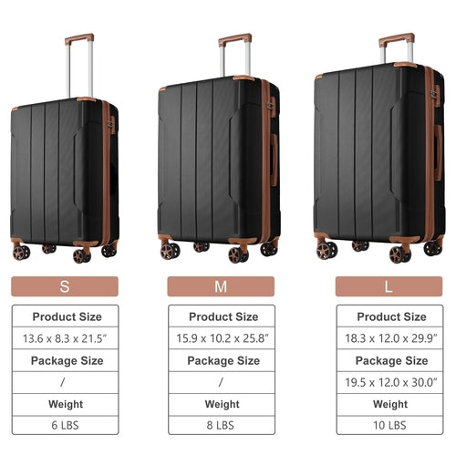 Luggage Sets 3 Piece, Expandable Hard shell ABS Suitcases with Double