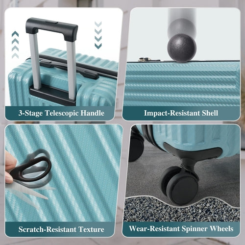 3-Piece Luggage Set, Durable Hardshell ABS Suitcase with Spinner